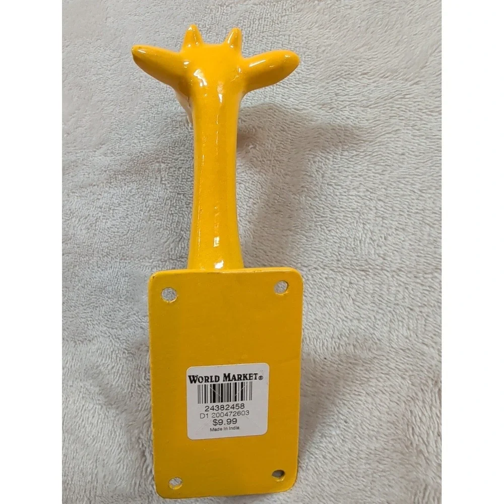 World Market Giraffe Wall Hooks Set of 3 Cast Iron Primary‎ Colors R/ Y/ B